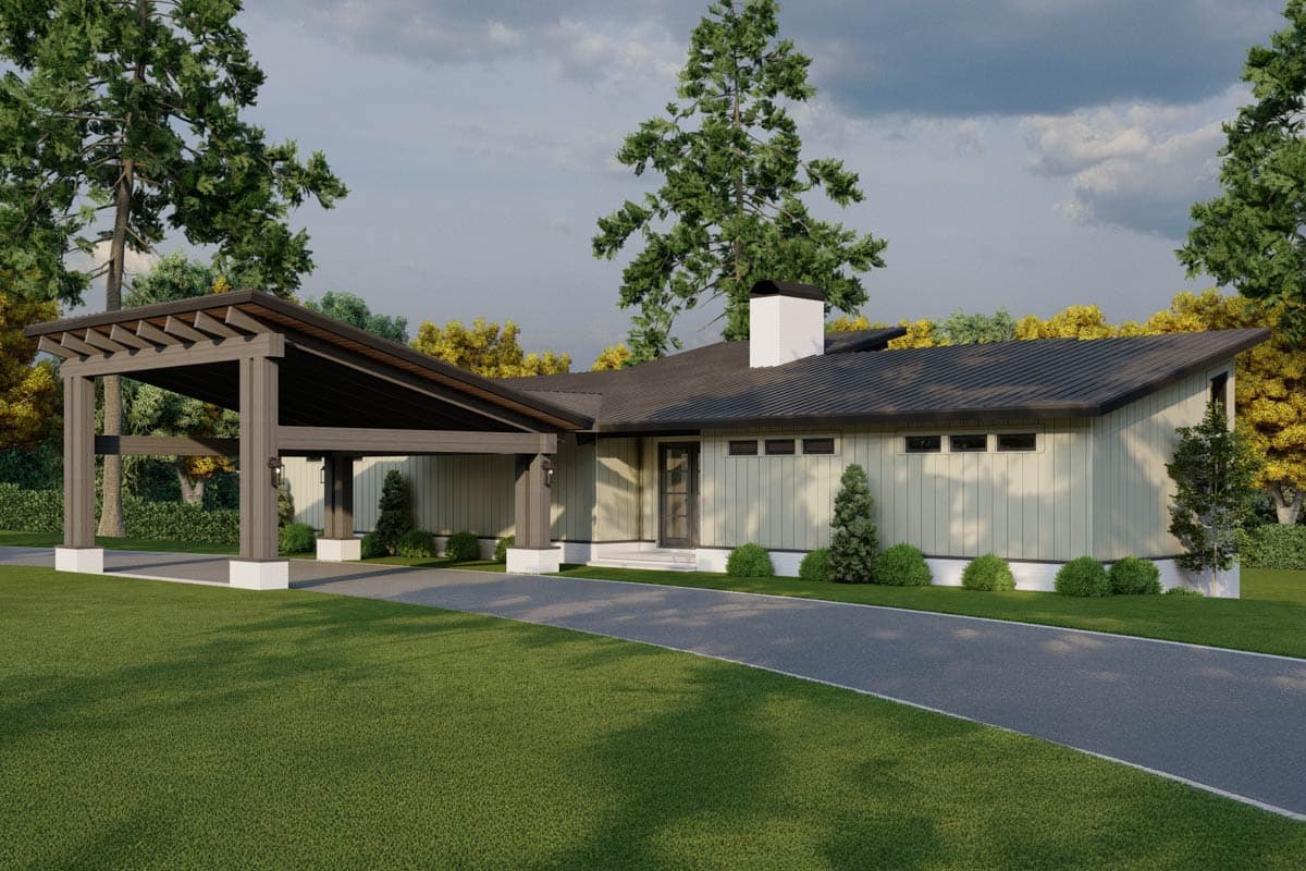 Plan 70936MK: Contemporary Mountain House Plan with Porte Cochere and Split Bedrooms - Image #7 - Contemporary, Mountain