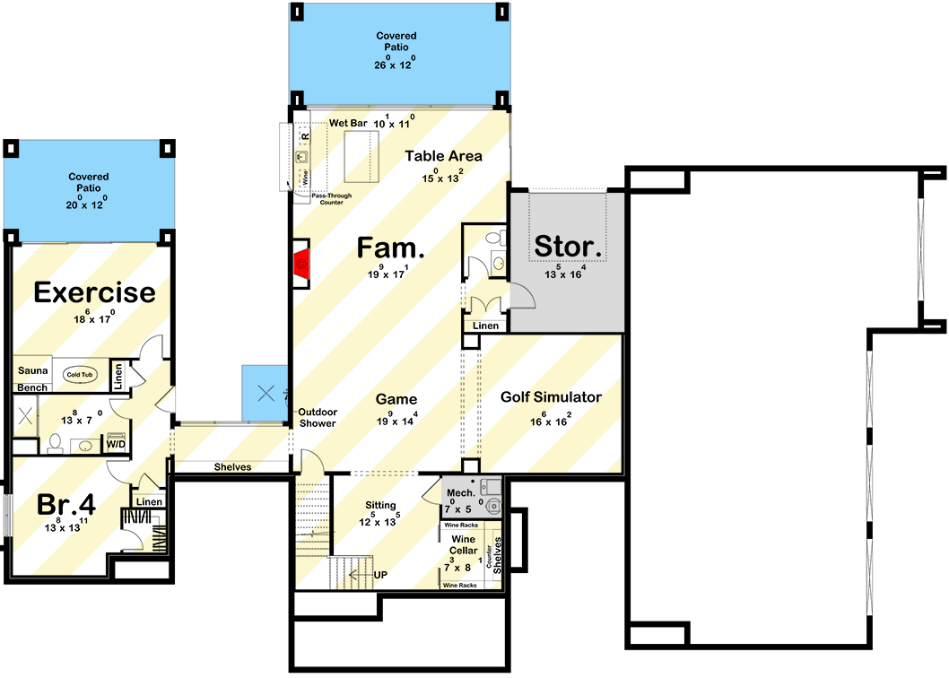 Plan 623571DJ: Striking Contemporary Scandinavian House Plan with RV Garage and Main-Floor Master - Floor Plan - Optional Lower Level Layout ($ Paid Option) - Contemporary, Scandinavian