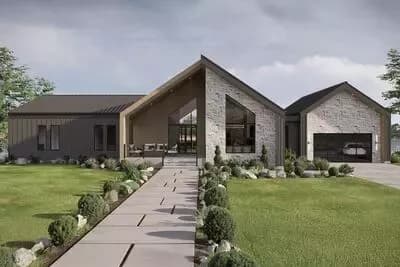 Modern Scandinavian House Plan with Expansive Porch and Optional Walkout