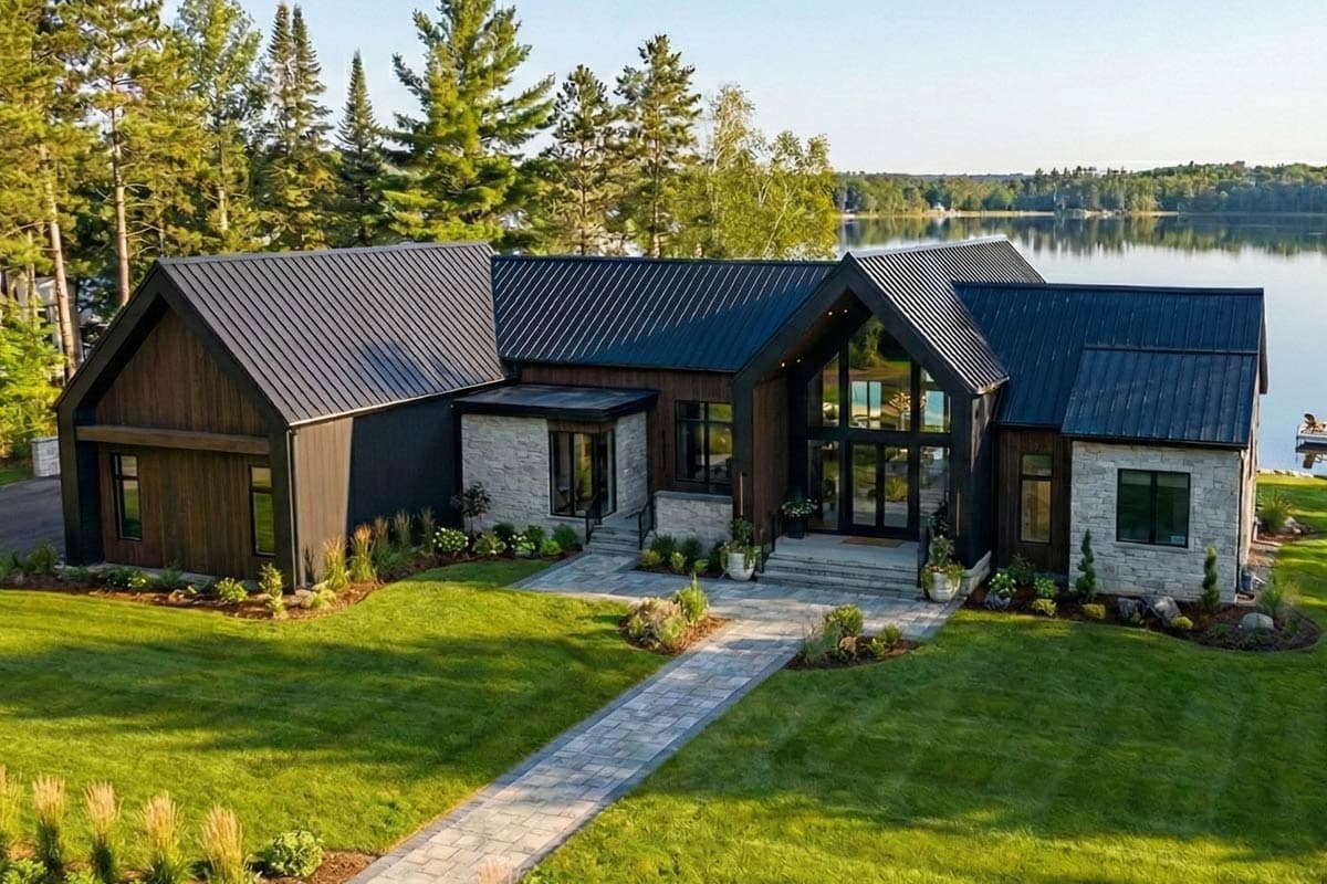 Plan image - 623574DJ:Contemporary Scandinavian Lake House Plan with Master on Main, 3-Car Garage