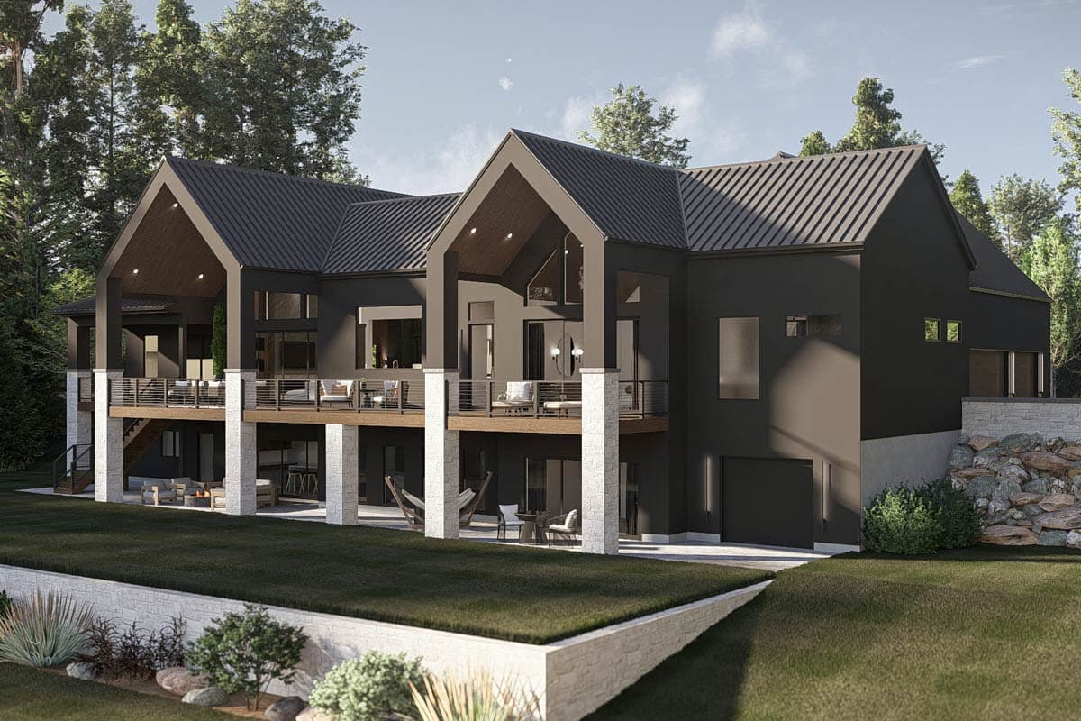 Plan 623574DJ: Contemporary Scandinavian Lake House Plan with Master on Main, 3-Car Garage - Image #8 - Contemporary, Scandinavian