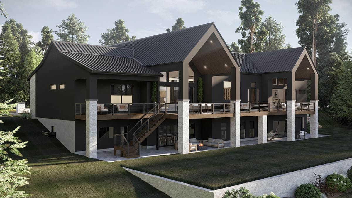 Plan 623574DJ: Contemporary Scandinavian Lake House Plan with Master on Main, 3-Car Garage - Image #9 - Contemporary, Scandinavian