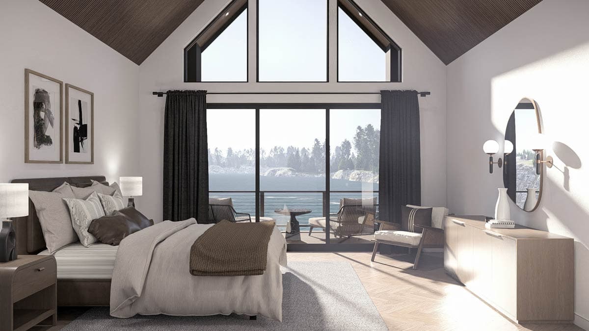 Plan 623574DJ: Contemporary Scandinavian Lake House Plan with Master on Main, 3-Car Garage - Image #25 - Contemporary, Scandinavian