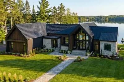 Contemporary Scandinavian Lake House Plan with Master on Main, 3-Car Garage