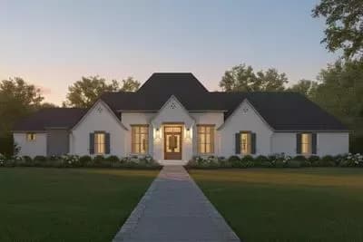 Luxury French Country House Plan with Outdoor Kitchen and Split Bedrooms