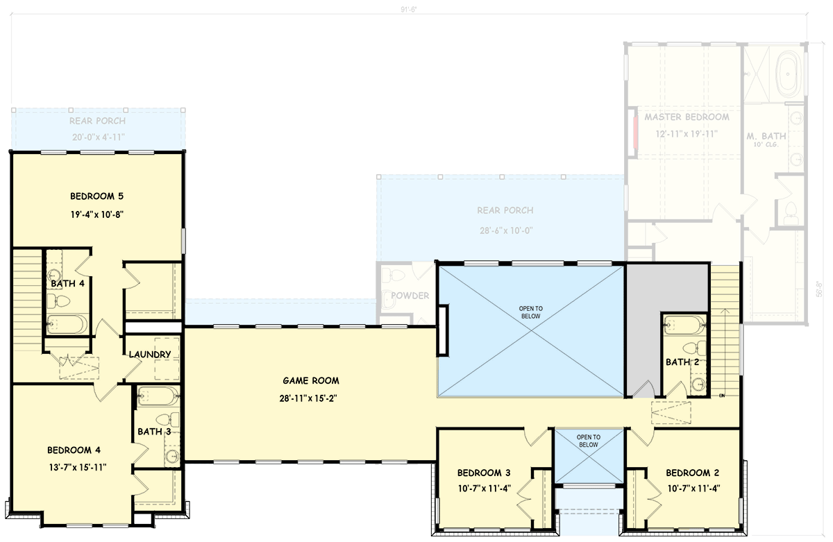 Plan 100362GHR: Stunning 5-Bedroom Contemporary Farmhouse House Plan with Porte Cochere and Guest Wing - Floor Plan - 2nd Floor - Contemporary, Modern Farmhouse