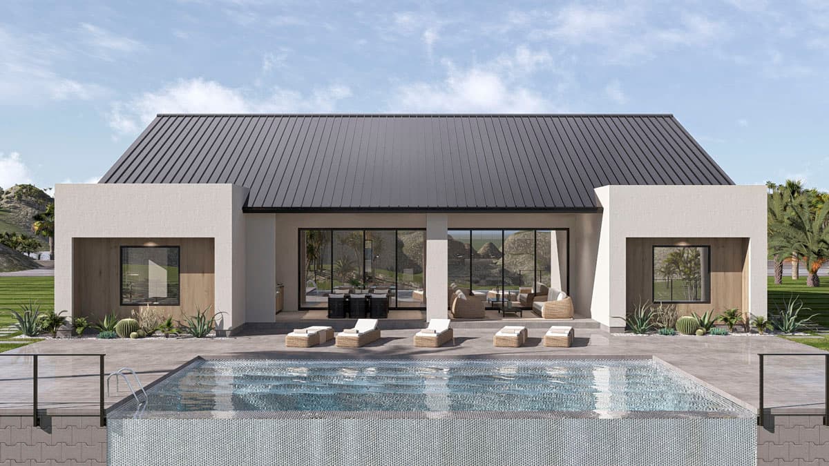 Plan 623577DJ: Modern House Plan with Split Bedrooms and Outdoor Kitchen - Image #8 - Contemporary, Modern