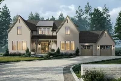 Elegant Modern Transitional House Plan with Primary Suite and Flexible In-Law Suite