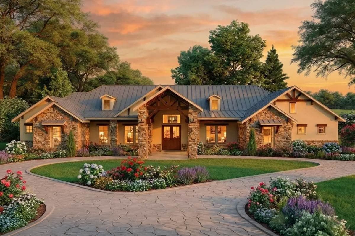 Plan 54045LK: Elegant Hill Country House Plan with Outdoor Living and Music Hall - Image #2 - Hill Country, Southwest