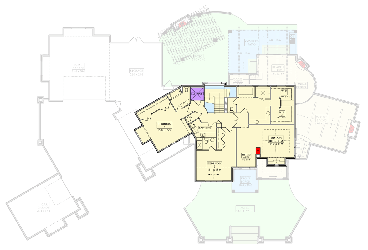 Plan 95332RW: European-Inspired House Plan with Elevator and 5-Car Garage - Floor Plan - 2nd Floor - European, Traditional