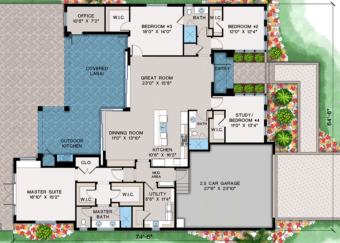 Plan 660026JMD: Contemporary Coastal House Plan with Open Living and Outdoor Kitchen - Floor Plan - Main Level - Coastal, Contemporary, Florida-Style