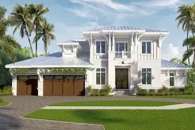 Coastal Contemporary 5-Bedroom House Plan with First-Floor Master and Outdoor Kitchen