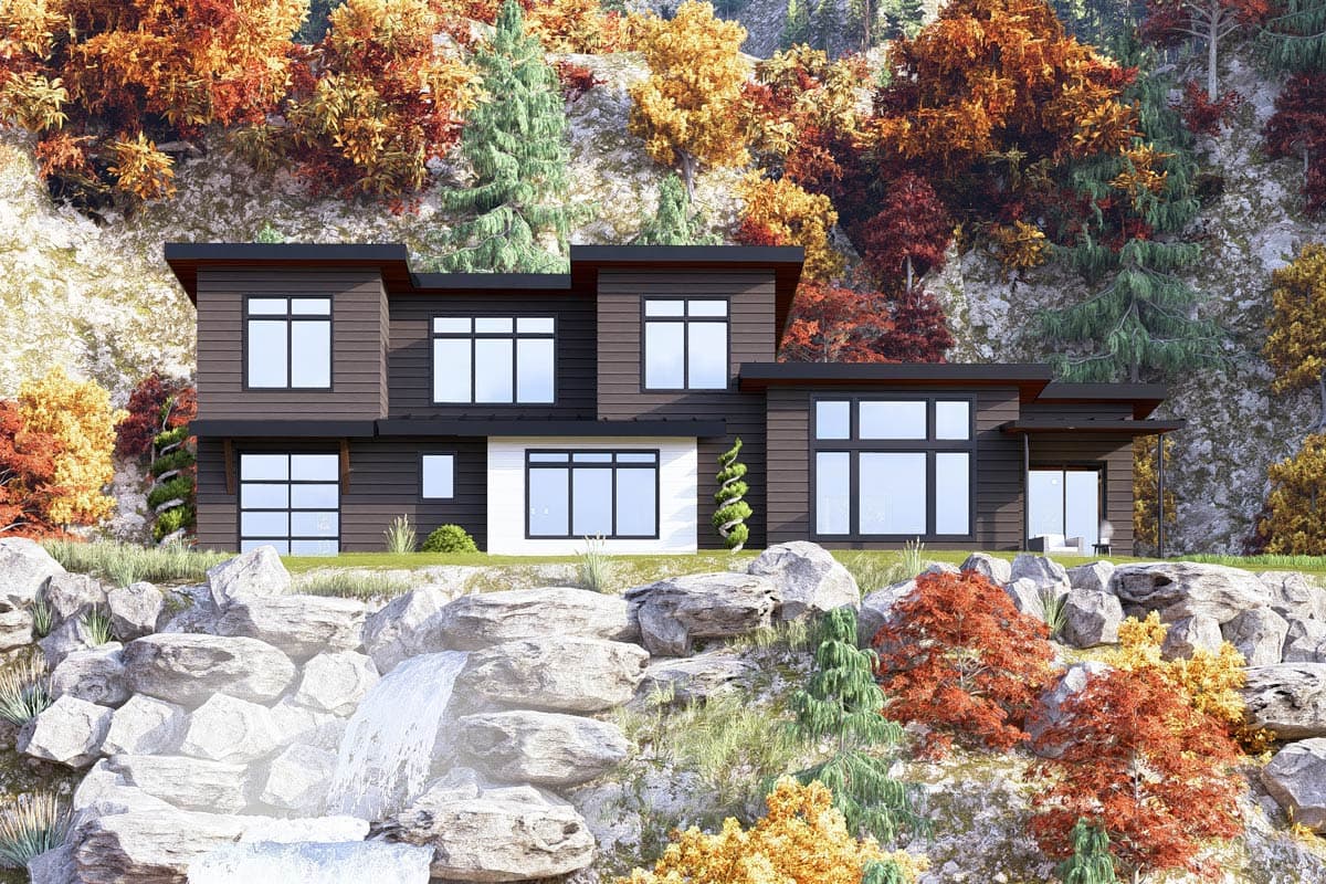 Plan 135399GRA: Sleek Modern 4-Bedroom House Plan with Main Level Master and Two-Story Great Room - Image #5 - Contemporary, Modern