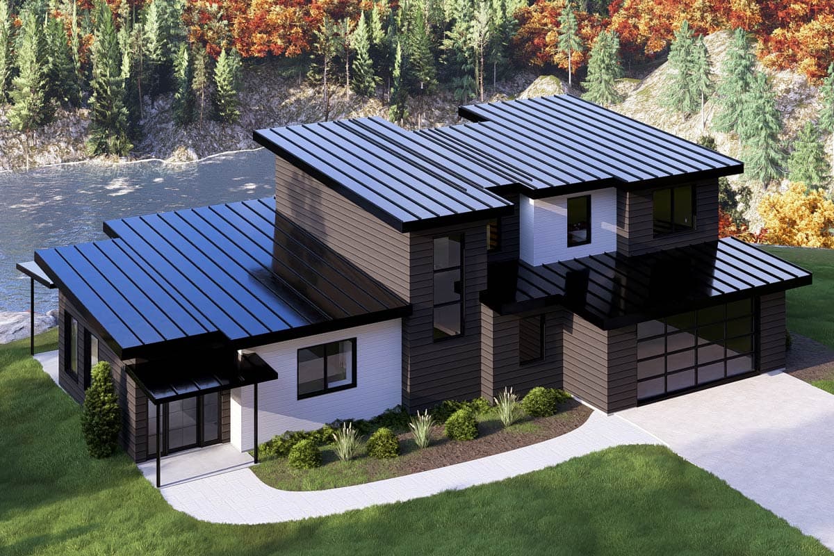 Plan 135399GRA: Sleek Modern 4-Bedroom House Plan with Main Level Master and Two-Story Great Room - Image #8 - Contemporary, Modern