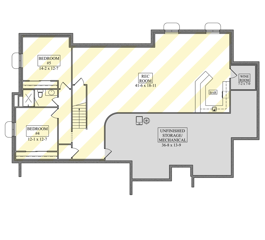 Plan 95336RW: Modern New American Ranch House Plan with 3-Car Garage and Optional Basement Entertainment - Floor Plan - Optional Finished Lower Basement Level - Craftsman, Modern, New American, Ranch
