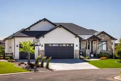 Modern New American Ranch House Plan with 3-Car Garage and Optional Basement Entertainment