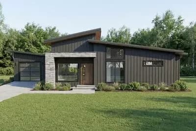 Modern 3 Bed, 2 Bath House Plan with Butler Pantry