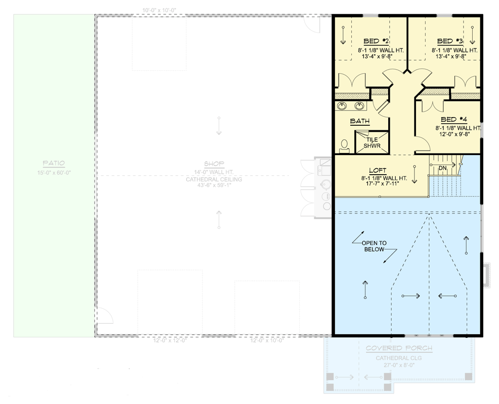 Plan 135400GRA: Barndominium-Style Modern Farmhouse Plan with Massive Shop Garage and Loft - Floor Plan - 2nd Floor - Barndominium, Country, Craftsman, Modern Farmhouse