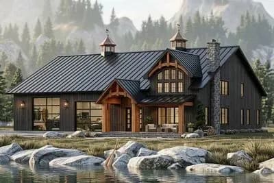 Barndominium-Style Modern Farmhouse Plan with Massive Shop Garage and Loft