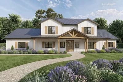 Grand Modern Farmhouse House Plan with 5 Beds and Main-Level Master