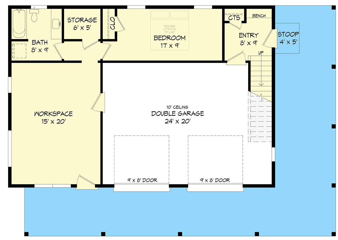 Plan 680632VR: Elevated Modern Coastal 3-Bed House Plan with Expansive Balcony - Floor Plan - Main Level