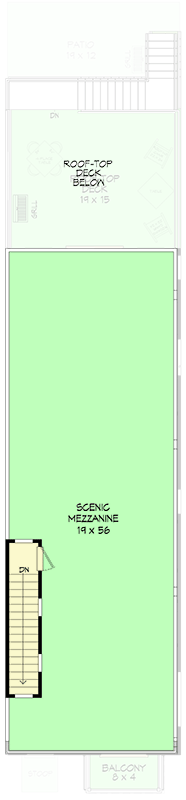 Plan 680634VR: Modern Urban House Plan with Rooftop Deck and Tandem Garage - Floor Plan - 3rd Floor - Modern