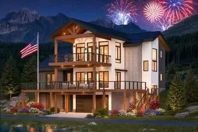 Expansive Mountain House Plan with Elevator, Walkout Basement, and Panoramic Balconies