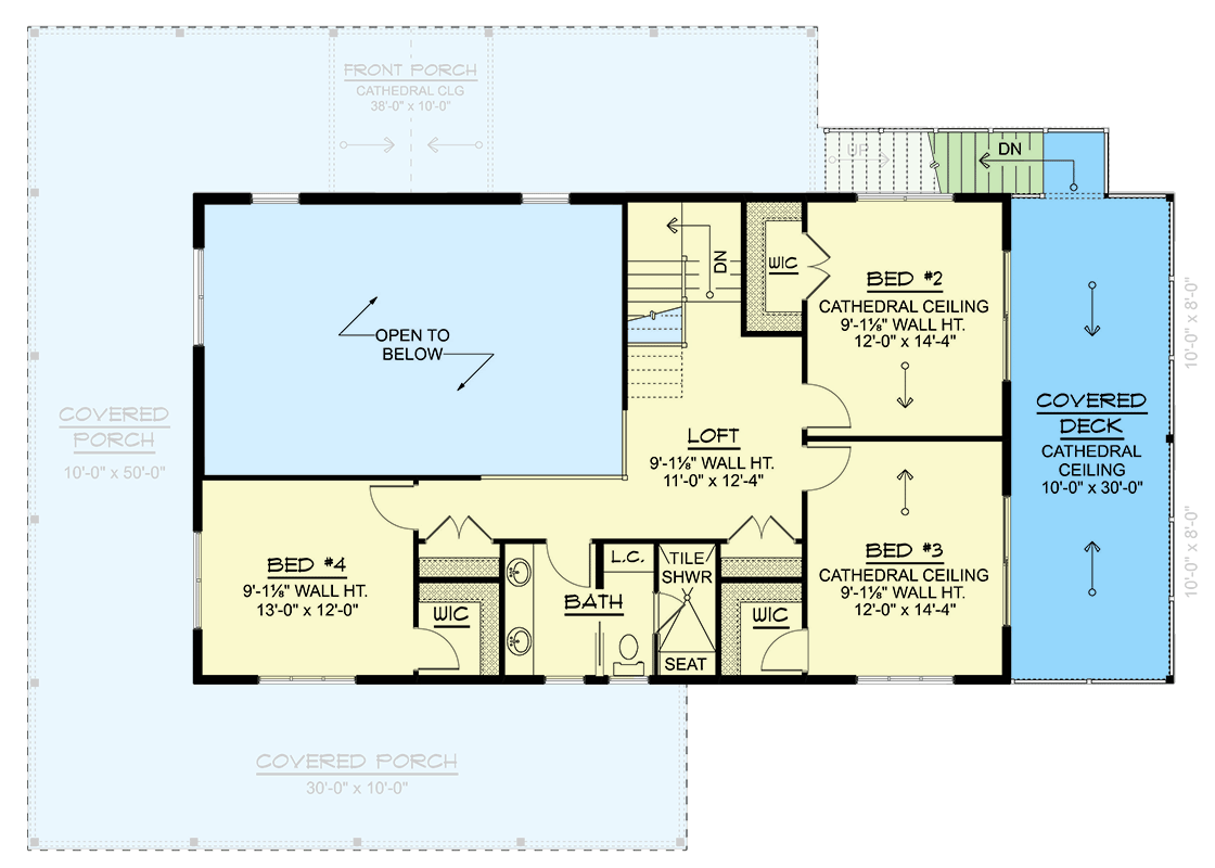 Plan 135402GRA: Modern Barndominium House Plan: 4 Beds, Master Down, Wrap-Around Porch - Floor Plan - 2nd Floor - Barndominium, Country, Craftsman, Farmhouse, New American