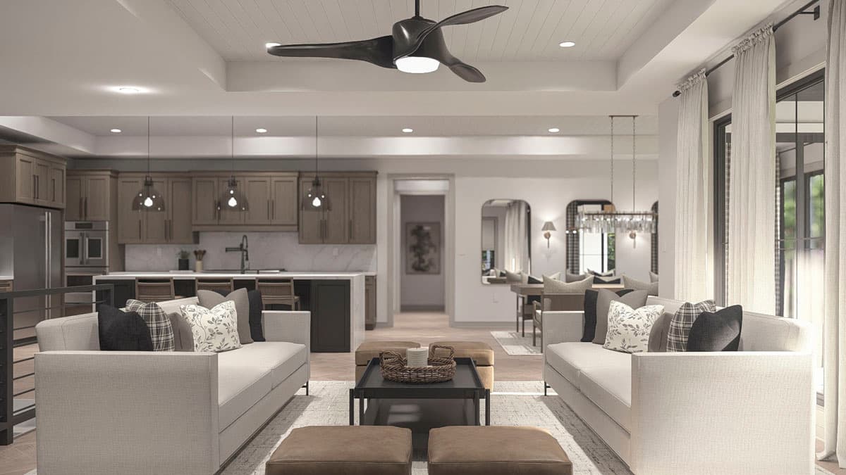 Plan 623581DJ: Transitional New American House Plan with Master on Main and Split Bedrooms - Image #10 - New American, Transitional