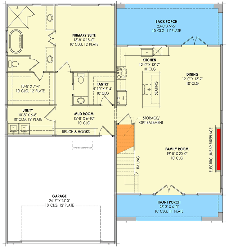 Plan 818189JSS: Modern 4-Bedroom House Plan with Main Level Primary Suite and Loft - Floor Plan - Main Level - Contemporary, Modern