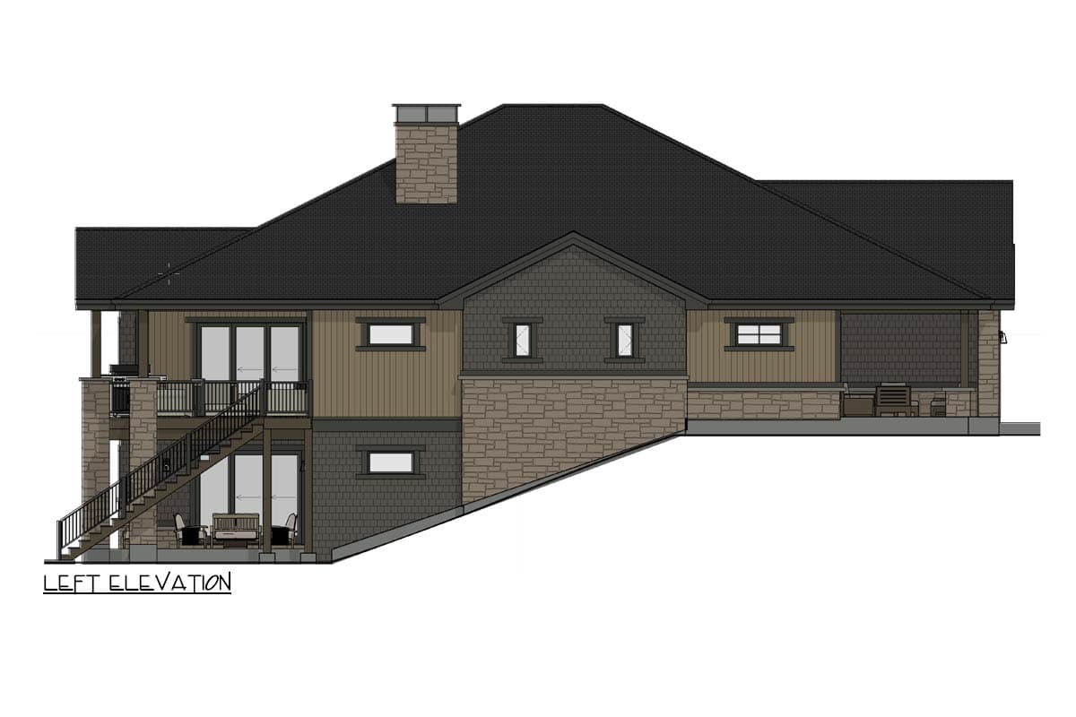 Plan 64562SC: Mountain Transitional House Plan with Walkout Basement, 3-Car Garage - Image #13 - Craftsman, Mountain, Northwest, Ranch, Transitional