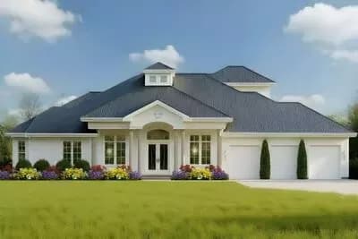 Luxury Coastal House Plan: 5 Beds, Lanai and Master Suite Sitting Area