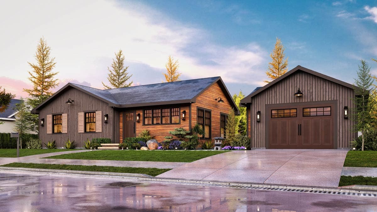 Plan 25937GE: Charming Modern Rustic Mountain Barn House Plan with 2 Beds and Detached Garage - Image #8 - Mountain, Rustic