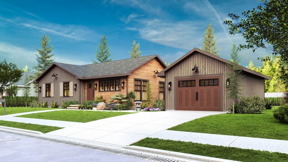 Plan 25937GE: Charming Modern Rustic Mountain Barn House Plan with 2 Beds and Detached Garage - Image #11 - Mountain, Rustic