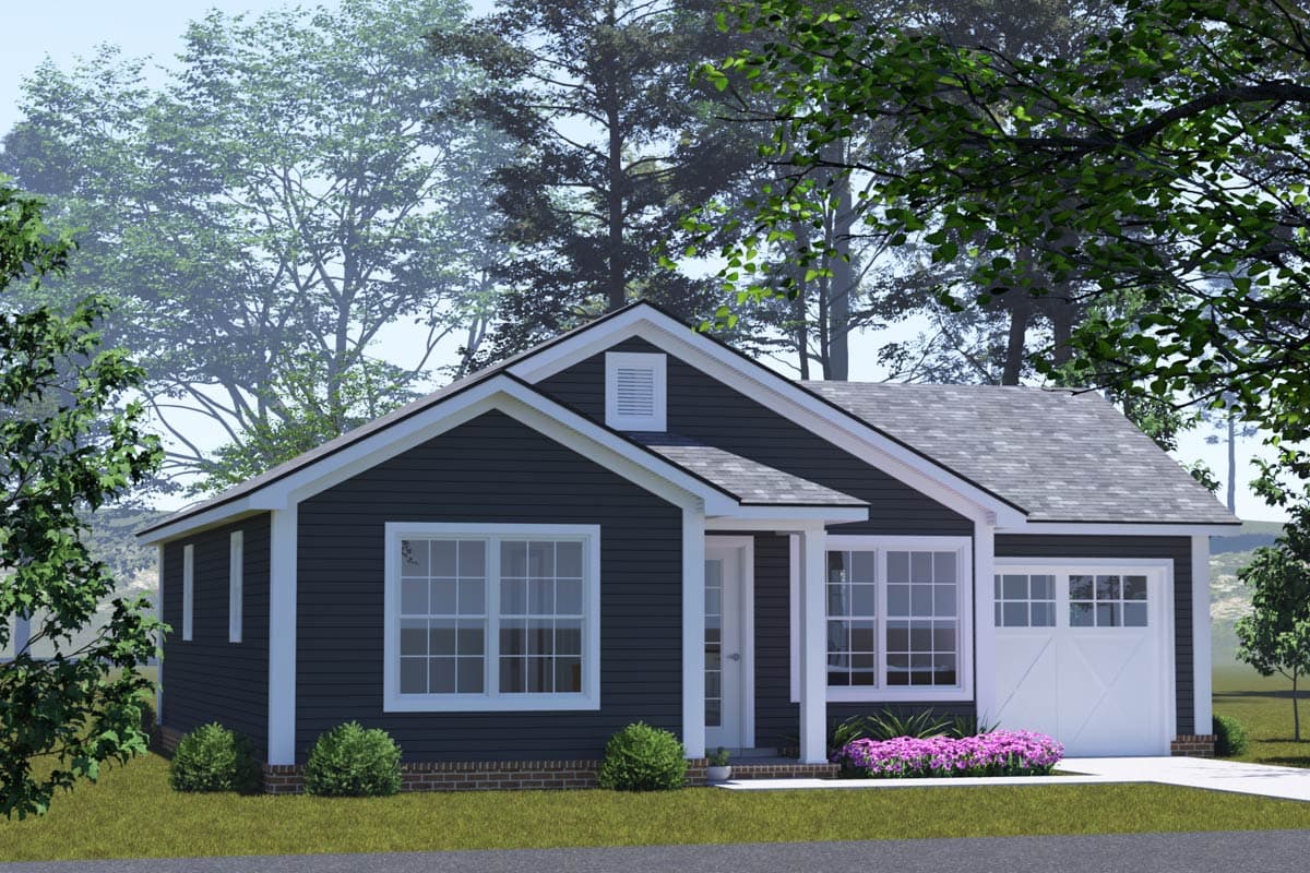 Plan 52496WM: Charming 2-Bedroom Cottage House Plan with Vaulted Ceilings