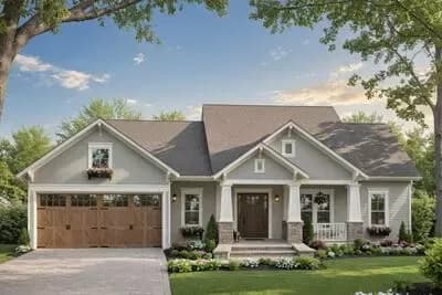 Farmhouse Ranch House Plan with Split Bedrooms and Mudroom