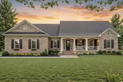 Country Ranch House Plan with Covered Porch and Split Bedrooms