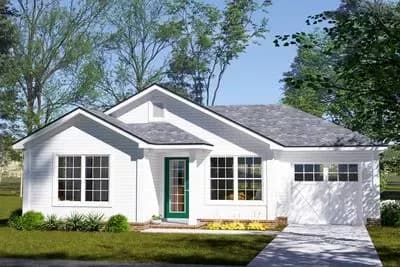 Two-Bedroom Craftsman Cottage House Plan with Split Layout