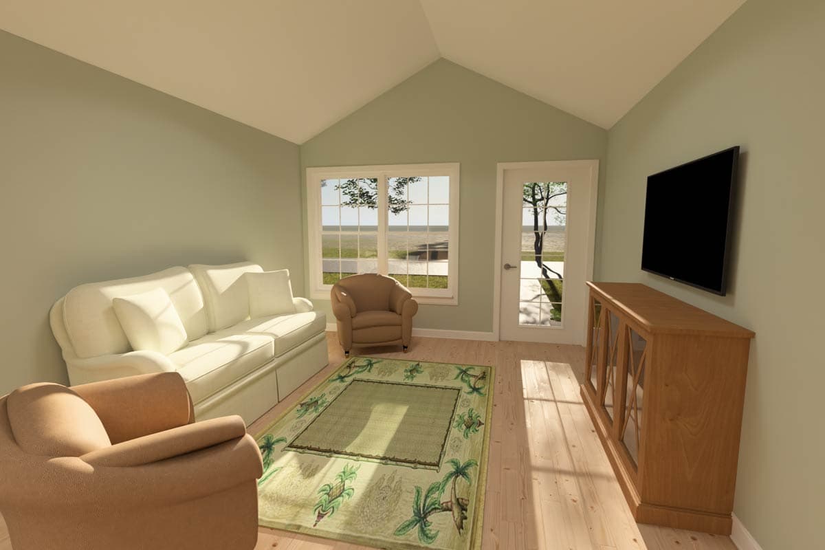 Plan 52501WM: Two-Bed Cottage House Plan with Clustered Bedroom Layout and Vaulted Ceilings - Image #8 - Cottage, Craftsman