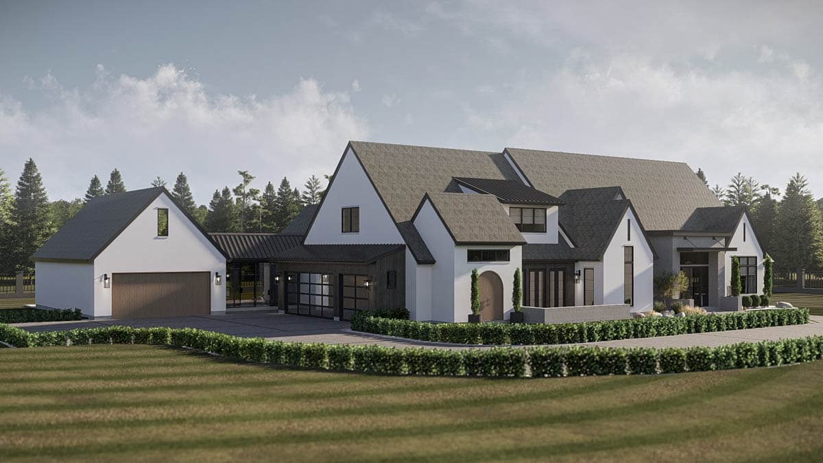 Plan 623583DJ: Grand 5-Bedroom Modern Farmhouse House Plan with 5-Car Garage - Image #8 - Contemporary, Modern Farmhouse, New American, Transitional