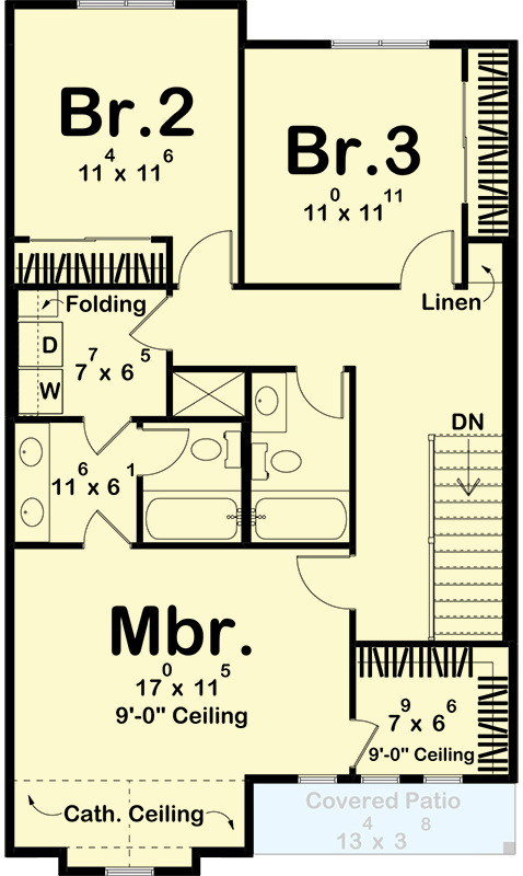 Plan 623584DJ:  3-Bedroom Modern Farmhouse Tudor House Plan with Home Office - Floor Plan - 2nd Floor - Farmhouse, Tudor