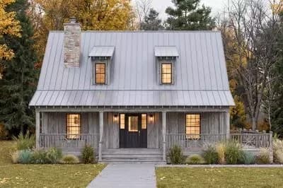 Rustic Cottage House Plan with Wrap-Around Porch and Vaulted Great Room