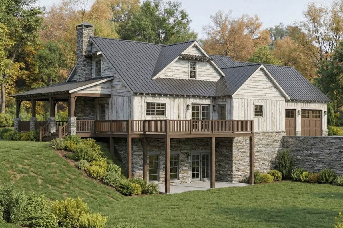 Plan 70943MK: Rustic Farmhouse House Plan with Wrap-Around Porch and Main-Level Master Suite - Image #5 - Country, Farmhouse, Rustic