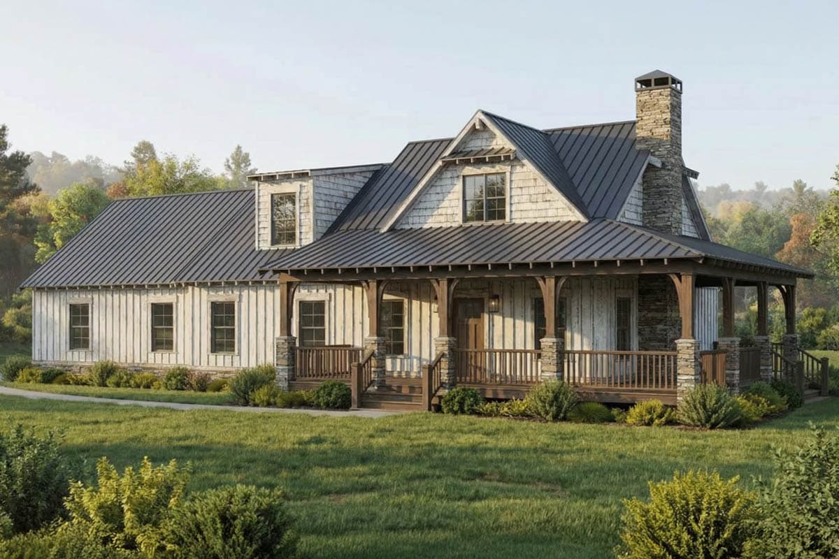 Plan 70943MK: Rustic Farmhouse House Plan with Wrap-Around Porch and Main-Level Master Suite - Image #6 - Country, Farmhouse, Rustic