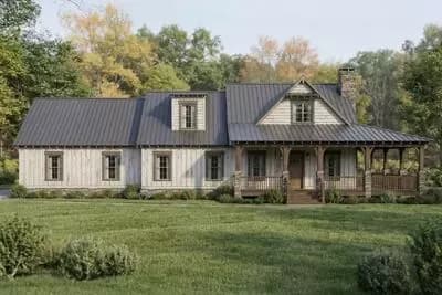 Rustic Farmhouse House Plan with Wrap-Around Porch and Main-Level Master Suite