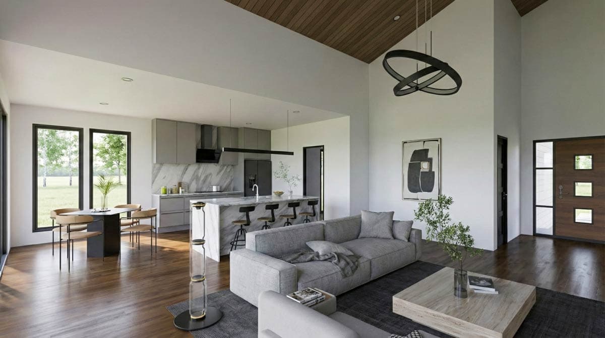 Plan 70944MK: Modern Split Bedroom House Plan with Vaulted Ceilings and Outdoor Kitchen - Image #8 - Contemporary, Modern