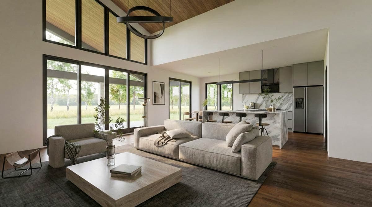 Plan 70944MK: Modern Split Bedroom House Plan with Vaulted Ceilings and Outdoor Kitchen - Image #7 - Contemporary, Modern