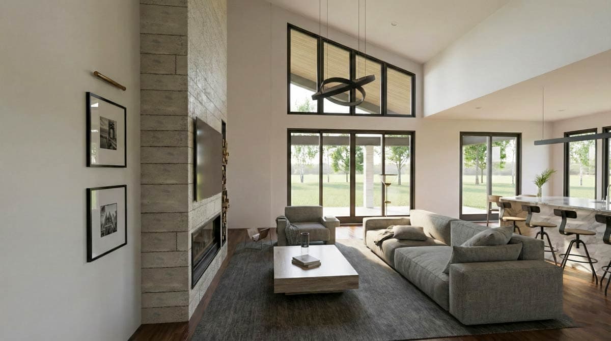 Plan 70944MK: Modern Split Bedroom House Plan with Vaulted Ceilings and Outdoor Kitchen - Image #9 - Contemporary, Modern