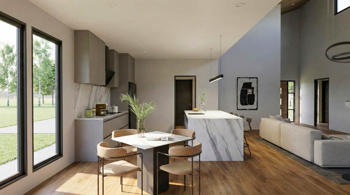 Plan 70944MK: Modern Split Bedroom House Plan with Vaulted Ceilings and Outdoor Kitchen - Image #10 - Contemporary, Modern