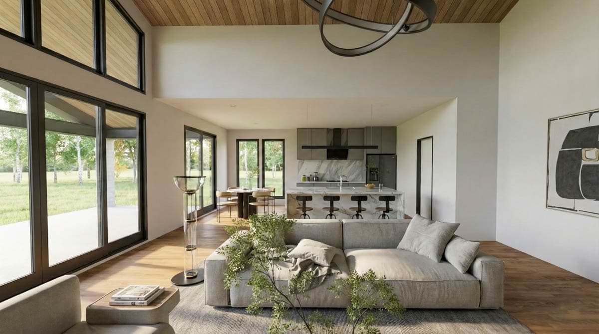 Plan 70944MK: Modern Split Bedroom House Plan with Vaulted Ceilings and Outdoor Kitchen - Image #11 - Contemporary, Modern